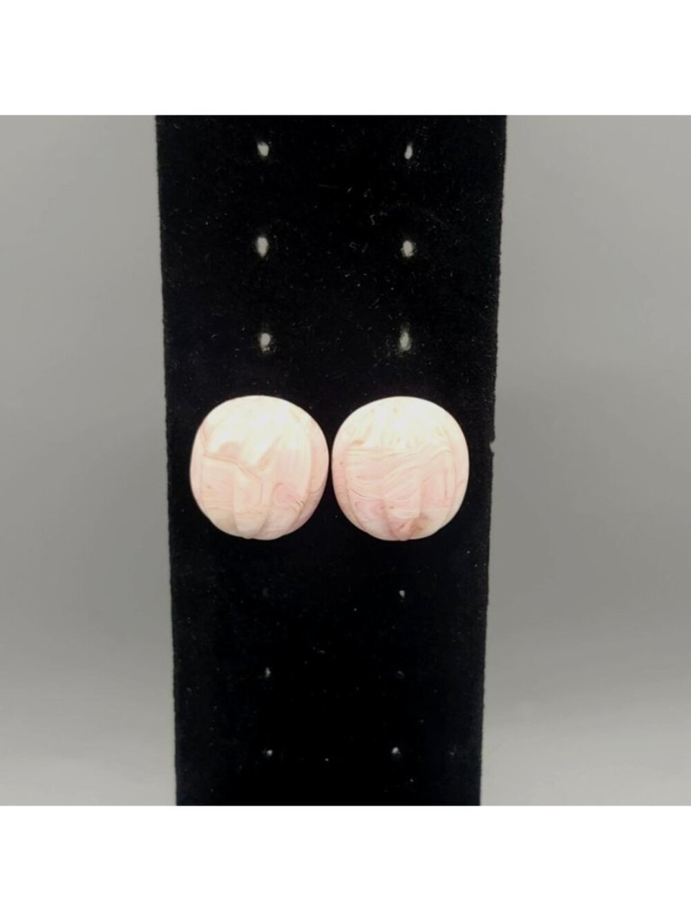 Vintage Pink Swirl Earrings Round Resin Design Retro Jewelry Lightweight Stateme